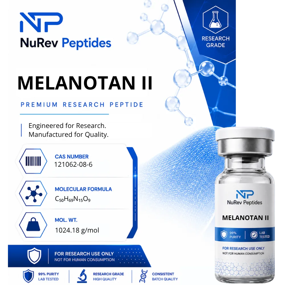 Melanotan 2 (Melanotan II) 10mg research vial from NuRev Peptides