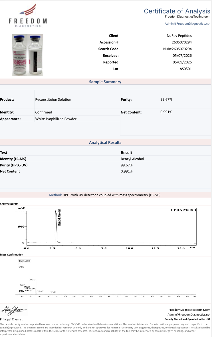 Bacteriostatic Water 30ml Reconstitution Solution illustration